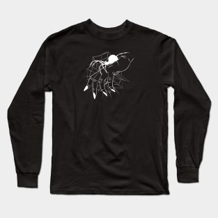 Spider web , woman hand with spider, witch , black nails Long Sleeve T-Shirt